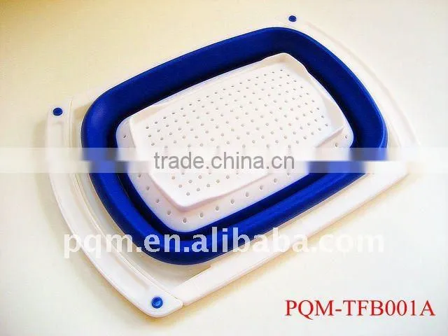 Durability rubber and plastic square collapsible colander 001A