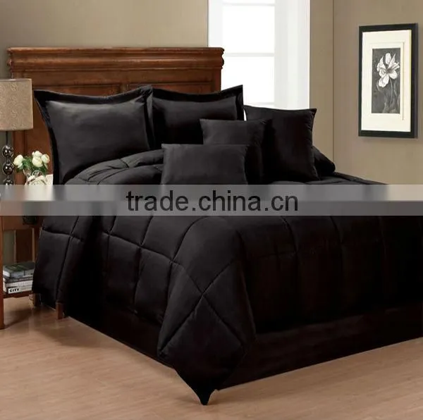 polyester sateen summer comforter set with solid color