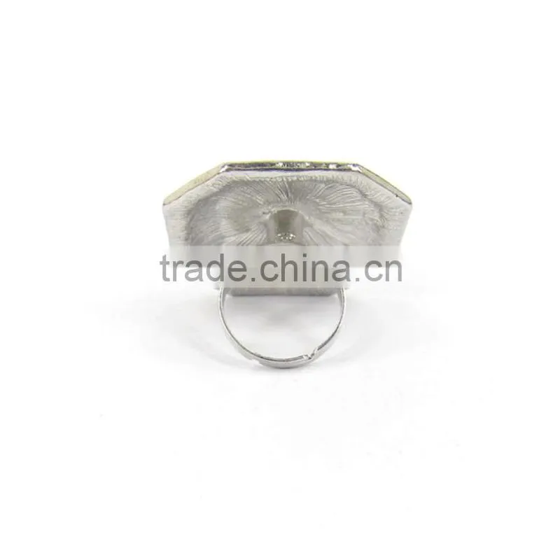 SQUARE GEMSTONE RINGS,MANY SMALL BALL CRYSTALS RING