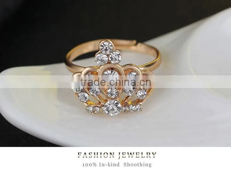 Chic Style 18K Gold Plated Crown Earrings Necklace Ring Bangle Jewelry Set