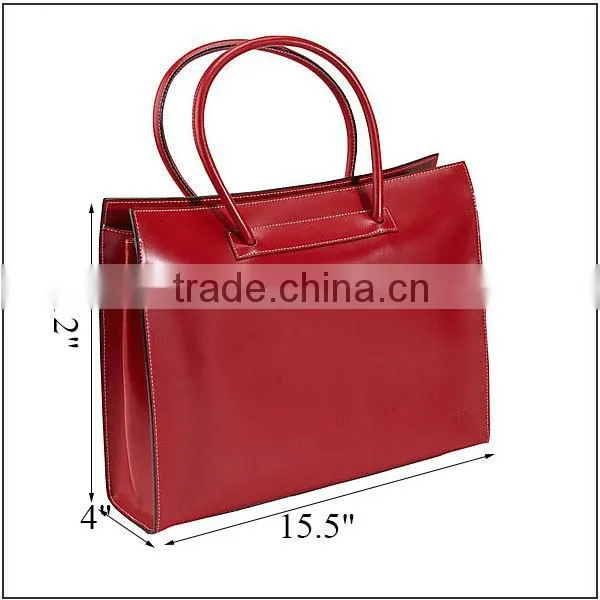Custom fashion business laptop tote bag leather lady laptop bag