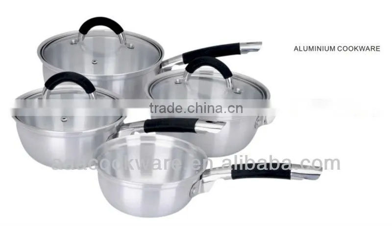 7pcs Aluminium pans with black silicone handle