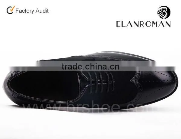 Black cow shining leather punch decorative men oxford shoes