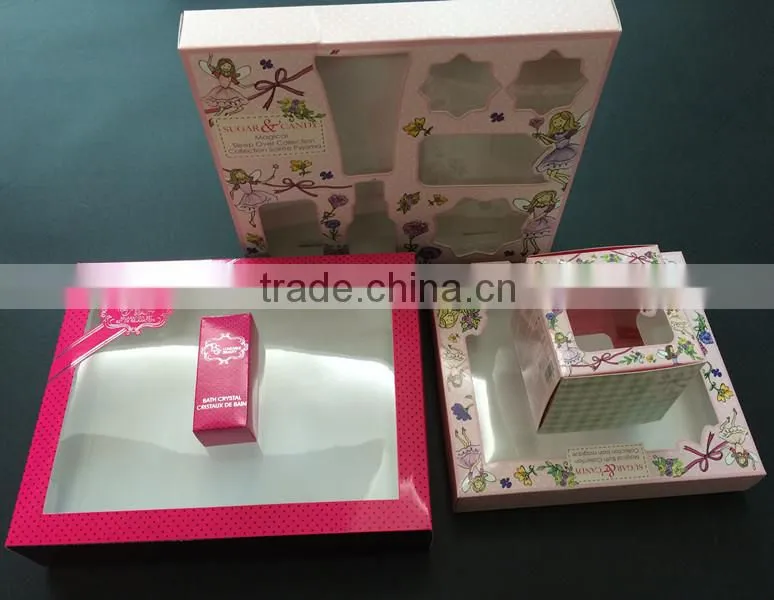 Professional custom high quality, beautify cosmetic packaing boxes with pvc window