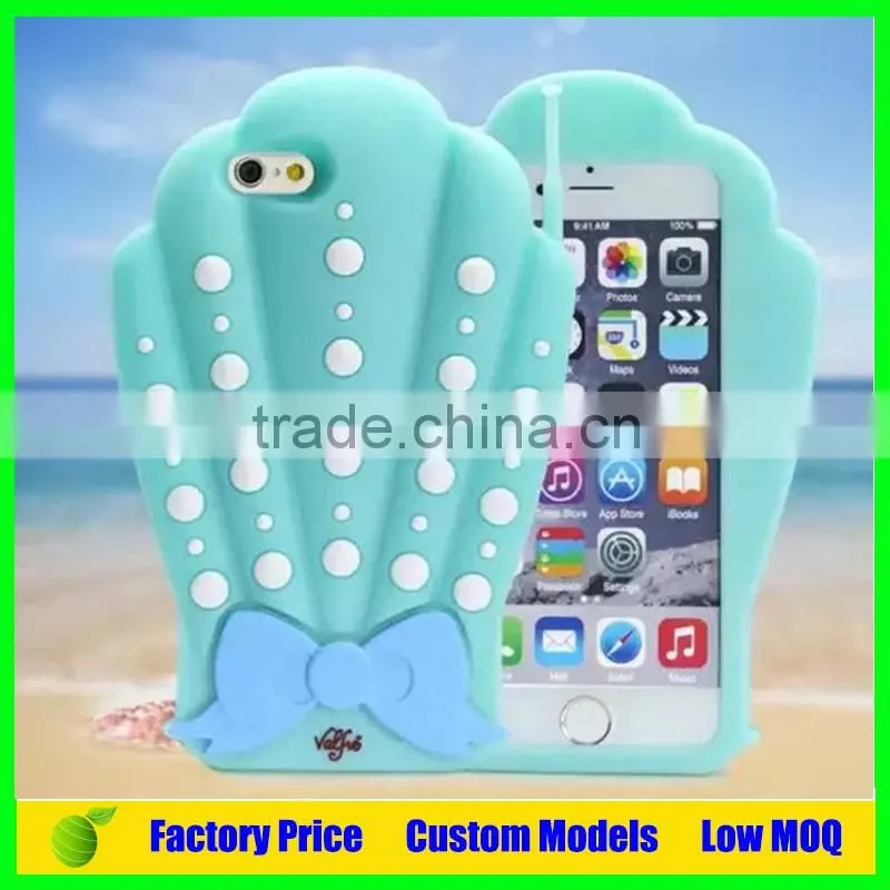 Seashell phone case custom Silicone mobile 3d phone case for Iphone 6plus cell phone back cover case