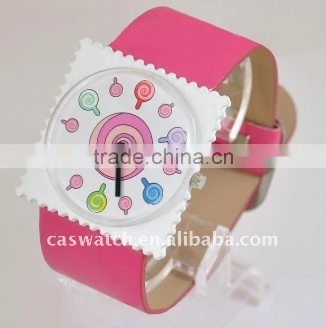 fashion best price PVC band leather band strap watch accessory accessories cartoon post stamp watch