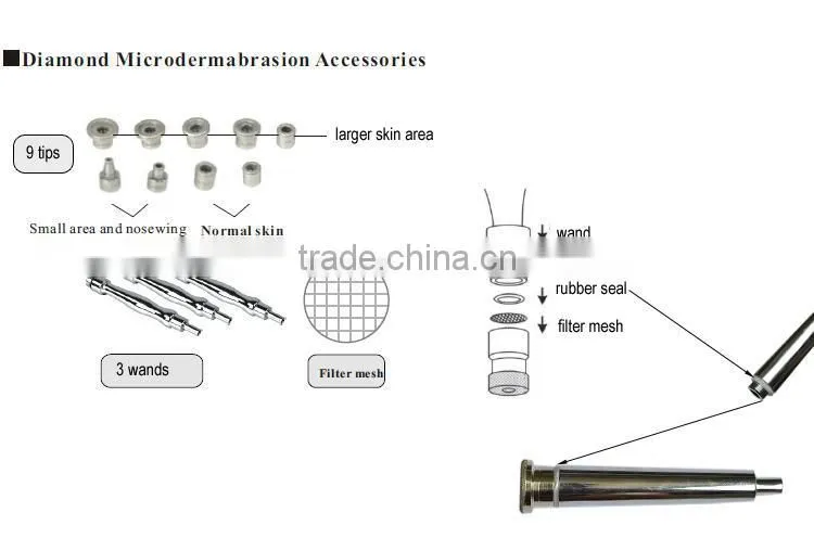 hotsale 3wands 9tips set microdermabrasion diamond head D-300