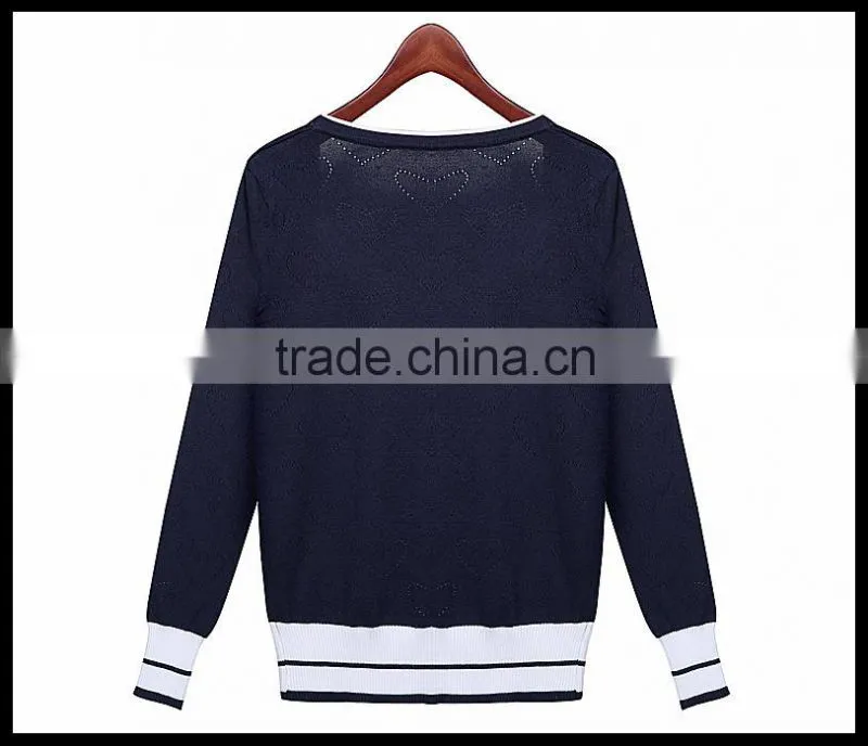 Alibaba China whloesale Lady V-neck preppy style sweater cardigan korean modern fashion