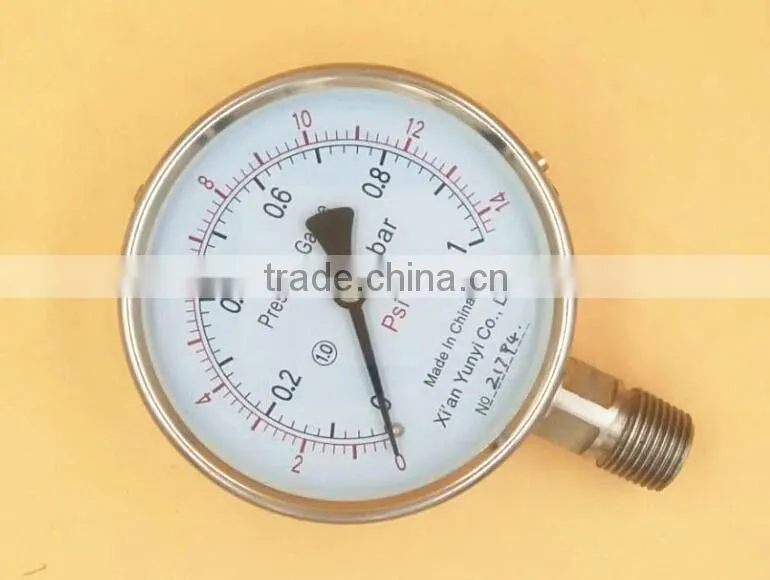 SS316 double scale pressure gauge kg and psi