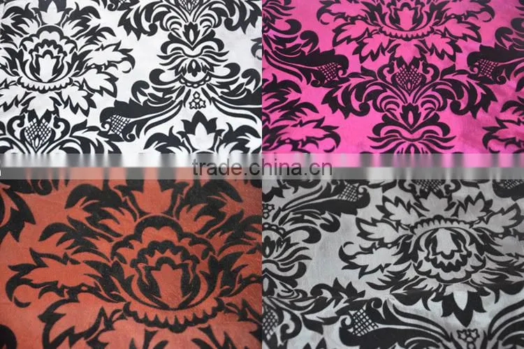 Wholesale various color flocking damask taffeta table runner