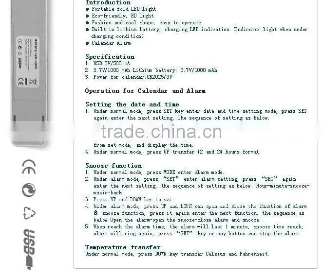 led reading light,led table lamp,with digital calendar clock