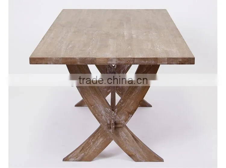 Home used Antique Solid wooden With X design leg Rectangular Dining /Party Table(DT-827-OAK)