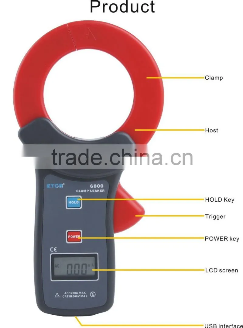ISO CE ETCR6800 High Accuracy Clamp Leaker