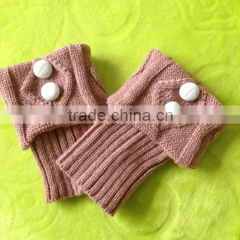 Button Decorated Fashion Boot Socks Acrylic Crochet Women Boot Socks