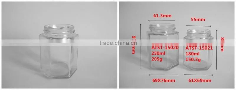 Various capacity footed glass storage jar sauce bottles with lid