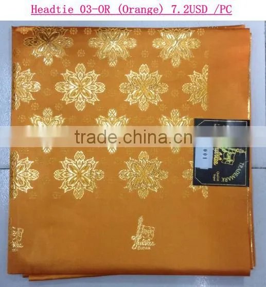 Golden african gele headtie/100%cotton nigerian sego headtie for gele