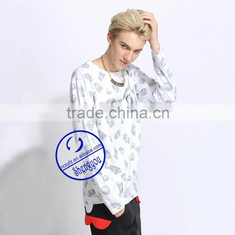 100 cotton full printed long sleeve couple t shirts wholesale china