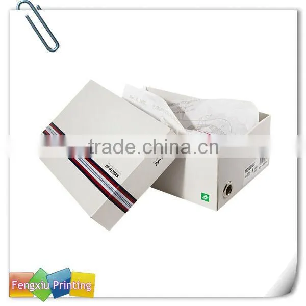 White Cardboard Shoe Box with Tissue Paper