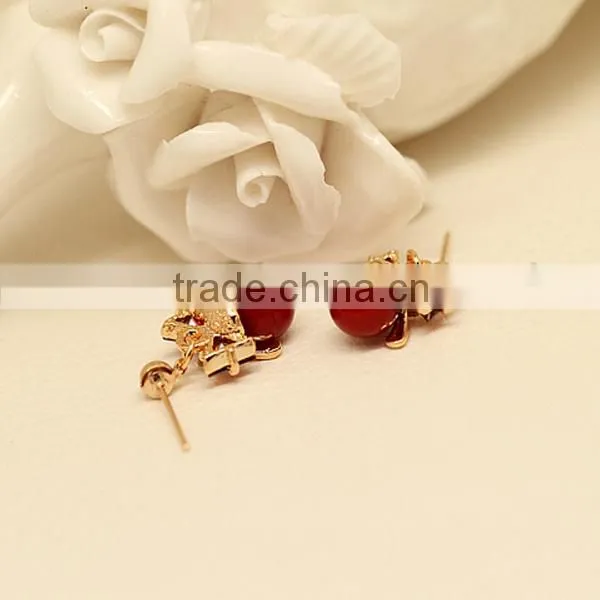 New Flower crystal earring silver earring wholesale jewelry 2016