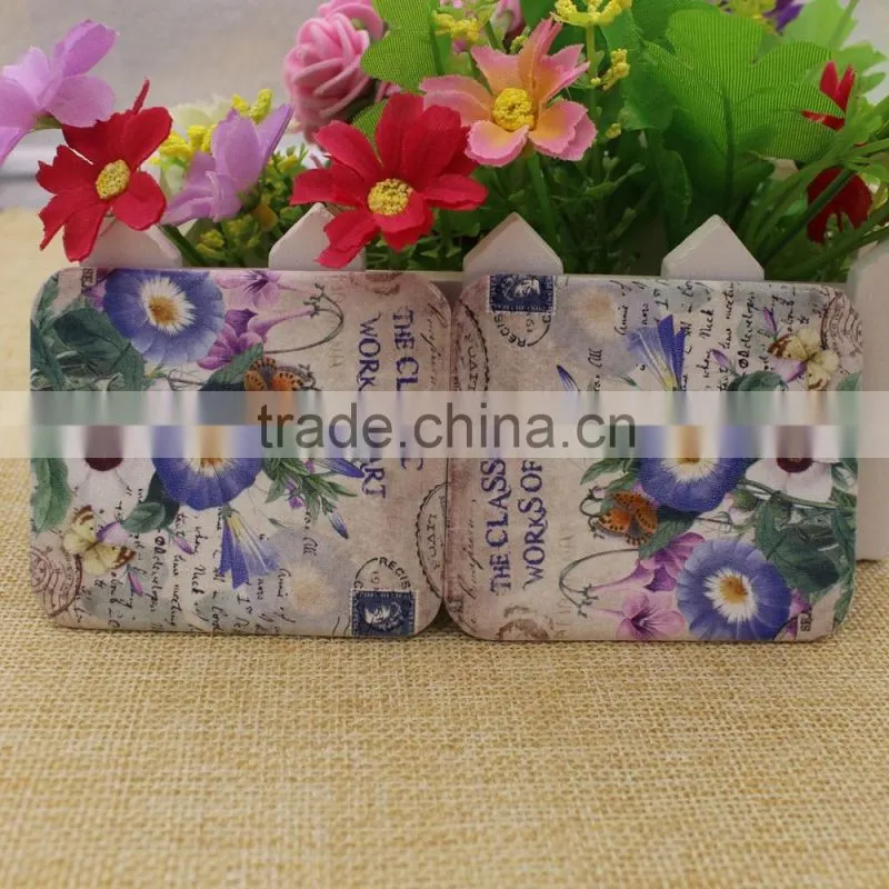 Delicate PU mirror pocket/flowers leather pocket mirror/ cute cosmetic mirror custom