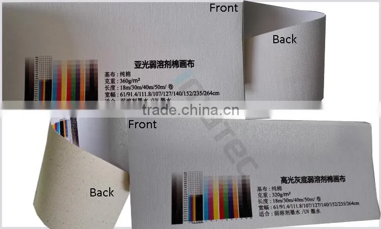 260gsm Pigment and Eco Solvent Inks Used Inkjet Matte Cotton Canvas