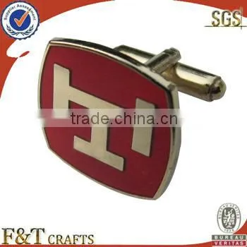 fashionable soft enamel witn expoy custom red logo popular cufflink