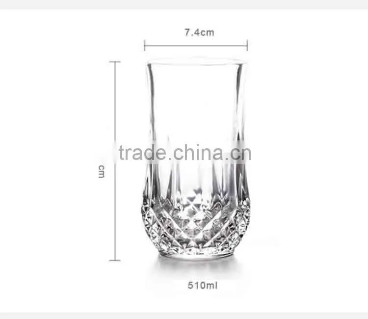 Machine made fashional shape 330ml whiskey glass