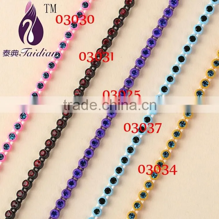 gold rhinestone trim/3MM AB Stone chain