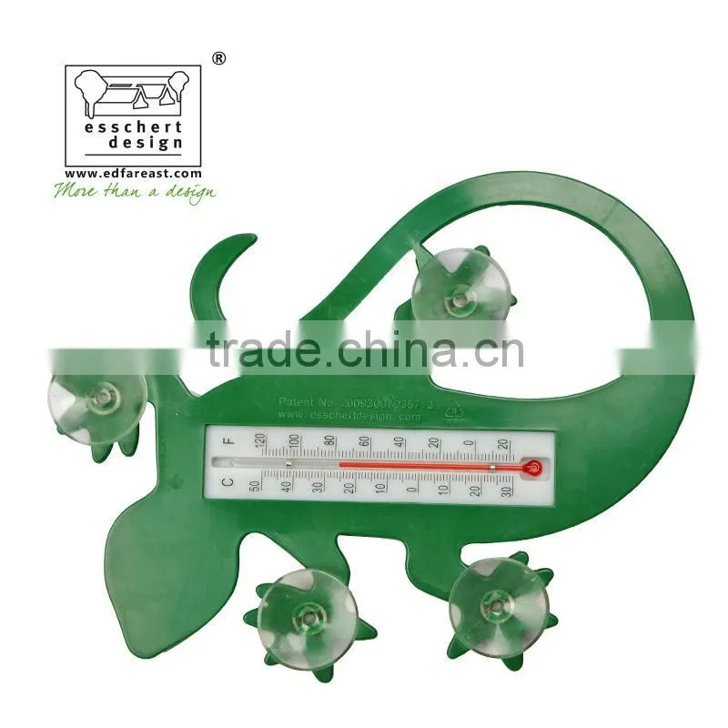 designed hand painted lizard shape plastic outdoor window thermometer