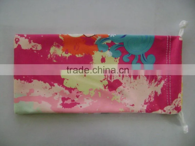 customized logo printing microfiber pouch with drawstring