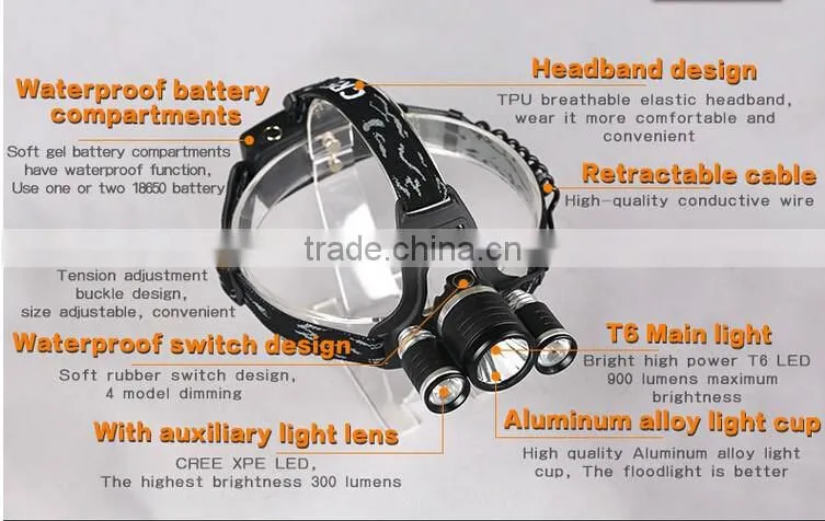 A-OK XM L T6 3 LED 4000 Lumens Owl Dual Use Bicycle volkswagen led Headlight Lamp