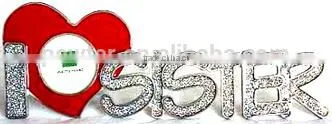 lovely I LOVE YOU metal pewter zinc alloy home decorative photo frame