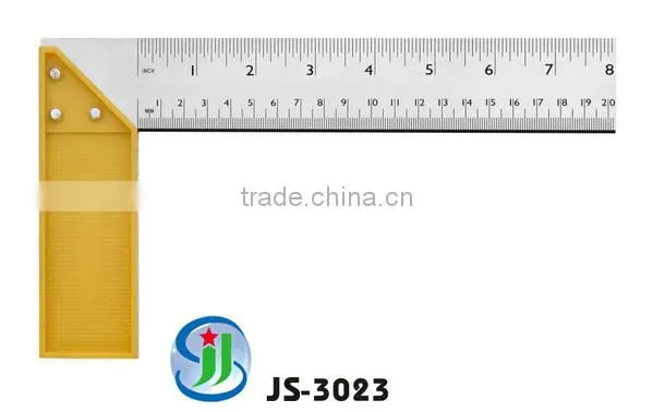 Made in China clear lines yellow plastic seat square ruler