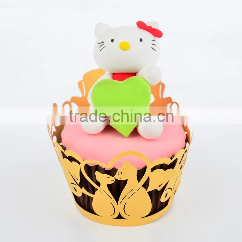 Laser cut shiny peal paper cupcake wrapper with customized designs