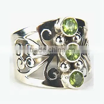 .925 Sterling Silver Faceted Semi Precious Citirne Stone Ring