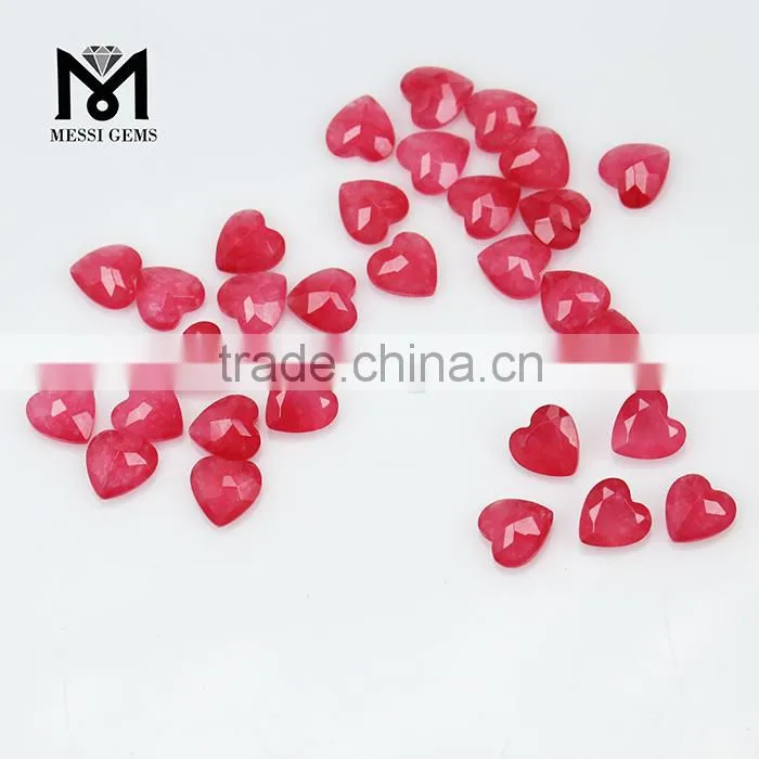 Wholesale Good Quality 6x6MM Heart Cut Natural Red Jade Gemstone