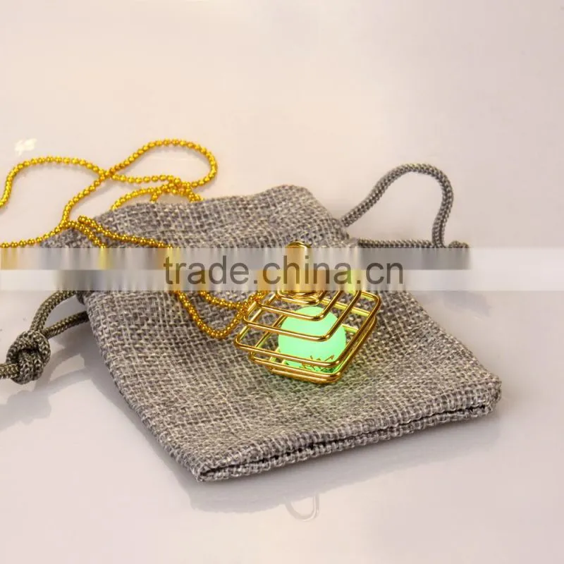 Vintage Locket Glow In The Dark Pendant Necklaces Glowing Luminous Stone Beads Pendant in Diffferent Shape Party Gifts