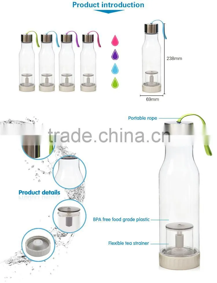 OEM clear plastic sport tea filter water bottle