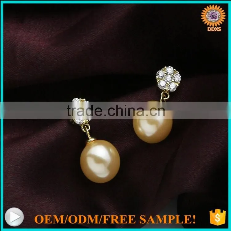 2016 fashion silver gold south sea shell pearl daily wear earrings