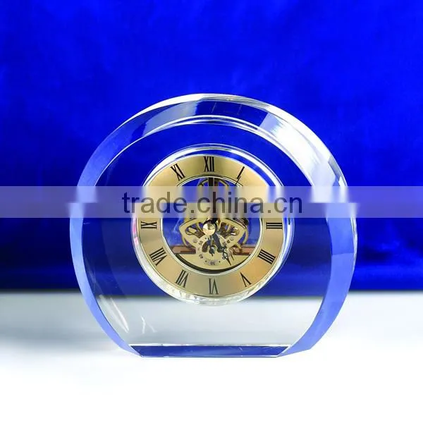 2016 New arrival round faceted K9 crystal clock
