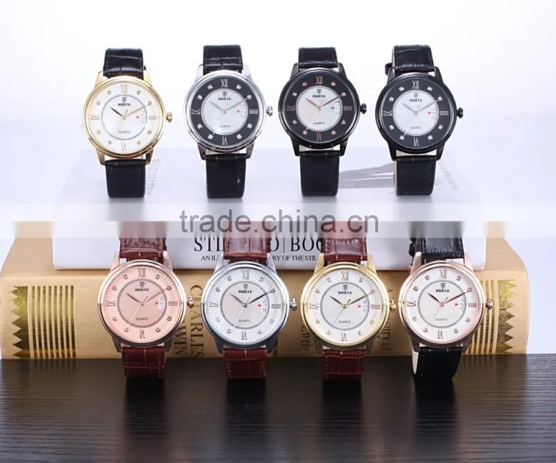 2016 New product quartz mens watches Real MOP dial genuine leather watches hot style good quality