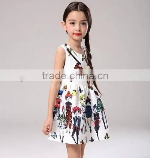2016 kid baby love kids short dress for party cartoon printed cheap cute kids clothes girl dress