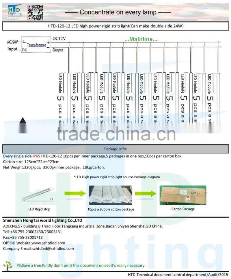 Led type 2835 smd rigid bar for bus station