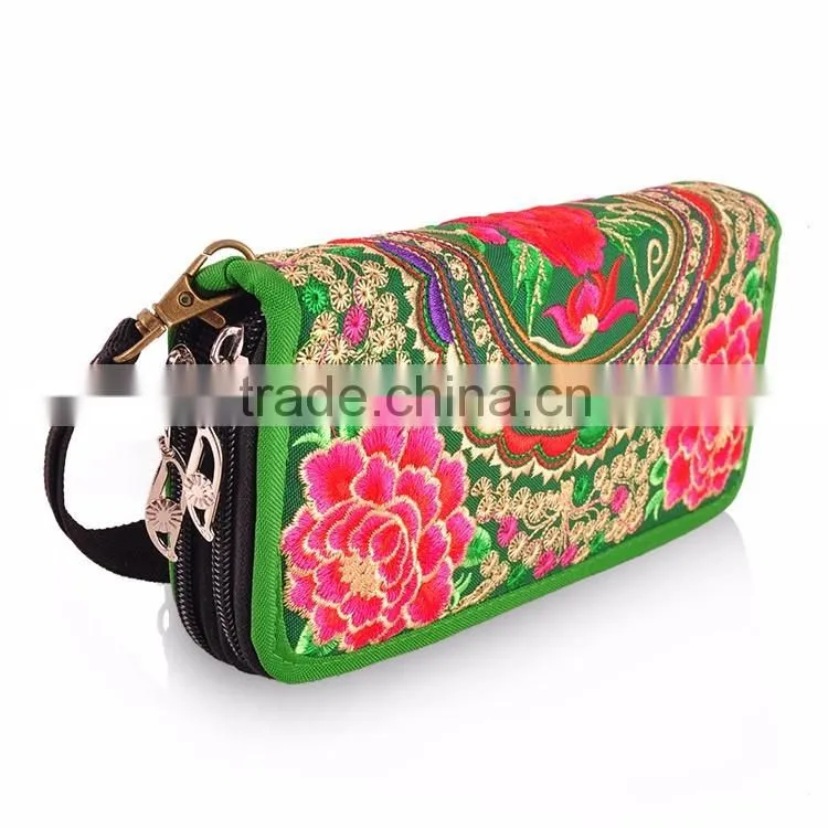 China enthnic style embroidery purse woman money clip