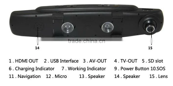 2013 New Car Mirror with G-sensor 1080P Full HD 120 Degree Wide Angle Camera the Registrar Rear View Car DVR Night Vision 2000A