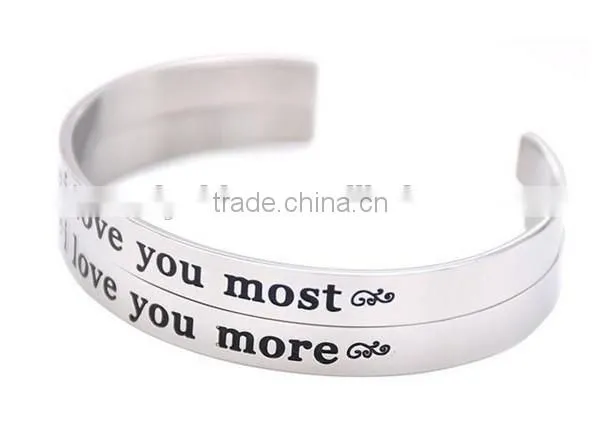 Personalized message stainless steel custom engraved acrylic cuff bracelet