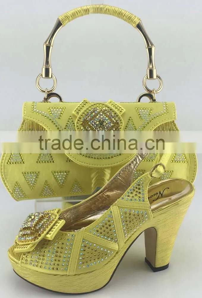 Wonderful fashion design women shoes and bag in different color matching for party ME3317