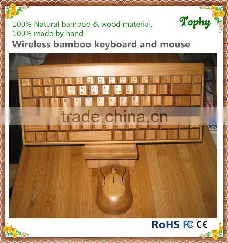 2.4GHz wireless bamboo keyboard and mouse waterproof keyboard+ wireless mouse