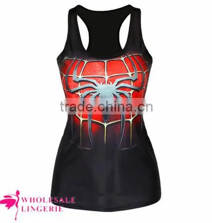 High quality milk silk underwaist tank top women Bones/X Ray/Skeleton Black Summer Tank Top BX006