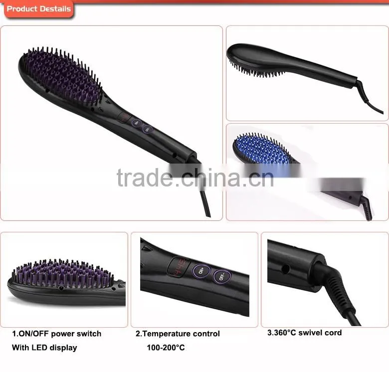 Most Popular Top Star LED flat iron Electric Hair Straightening Brush